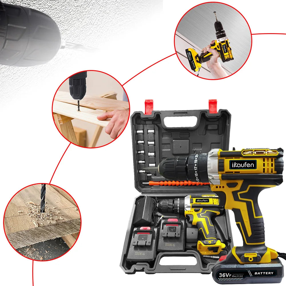 Industrial Grade Double Speed Lithium Drill Electric Hand Drill Electric Screwdriver Household Electric Drill Tool Suit
