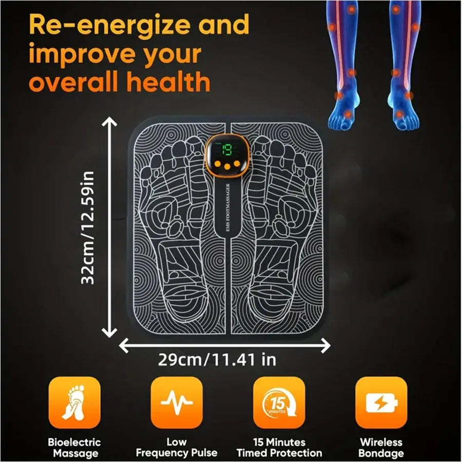 EMS Foot Massager for Muscle Relaxation,LCD Display Screen,Back Massager & Legs Massager Pad with Remote Control