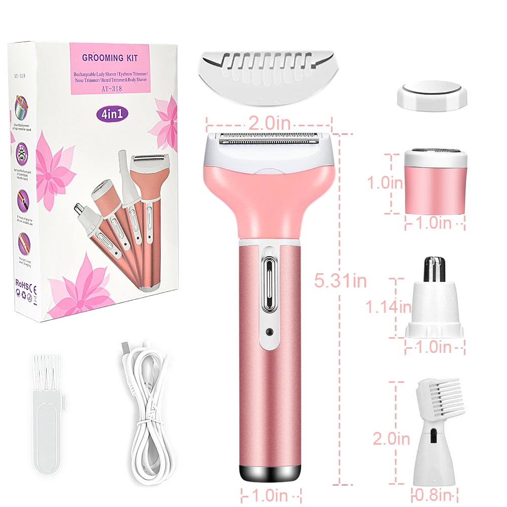 Women Electric Shaver Rechargeable Waterproof Razor Painless Epilator Body Hair Remover Nose Hair Beard Bikini Trimmer Eyebrow F