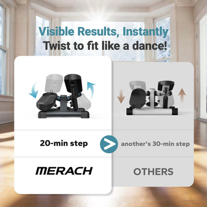 MERACH Mini Stepper for Exercise Twist Stair Stepper 330LBS Capacity Stepper Exercise Equipment with Resistance Band for Fitness