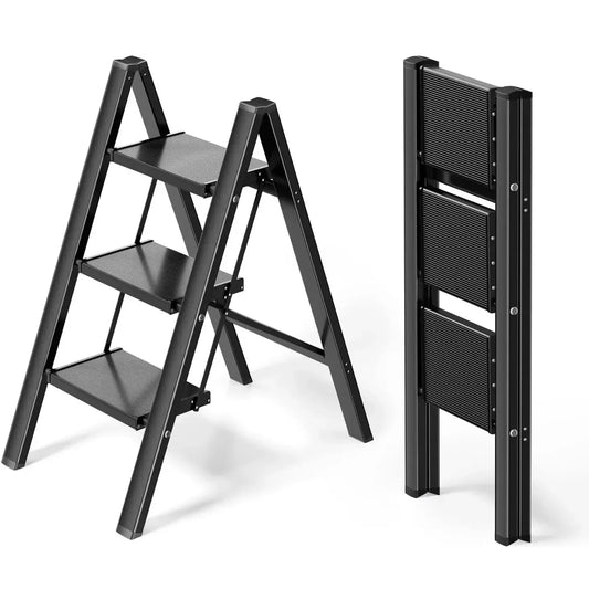 Stepladder, Folding step stool ,lightweight, portable, wide Anti-slip pedal comes in Black or grey