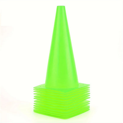Durable Orange & Green 12Pcs 12 Inch Plastic Traffic Training Cones for Soccer Basketball Football Drills, Safety Parking Cones