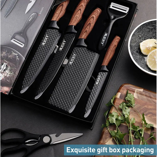 6pcs High Carbon Stainless Steel Knives Handmade Forged Cleaver Chef Butcher Kitchen Knife Wood Handle Chef Knife Cooking Tool