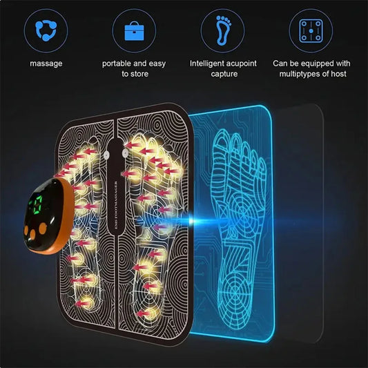 EMS Foot Massager for Muscle Relaxation,LCD Display Screen,Back Massager & Legs Massager Pad with Remote Control