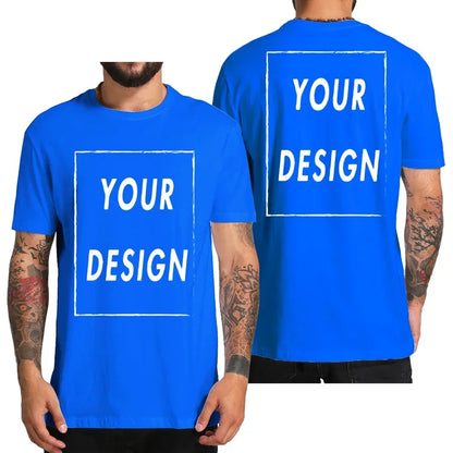 Design Your Own Logo Text Photo Custom T Shirt for Men  Front Back Free Both Side EU Size Cotton Personalized T-shirt