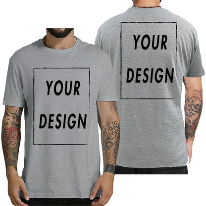 Design Your Own Logo Text Photo Custom T Shirt for Men  Front Back Free Both Side EU Size Cotton Personalized T-shirt
