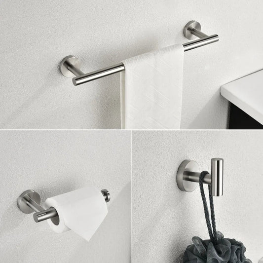 3Piece Bathroom Hardware Set with Toilet Paper Holder Towel Ring Adjustable Towel Bar Wall Mount Bath Accessory Set RT