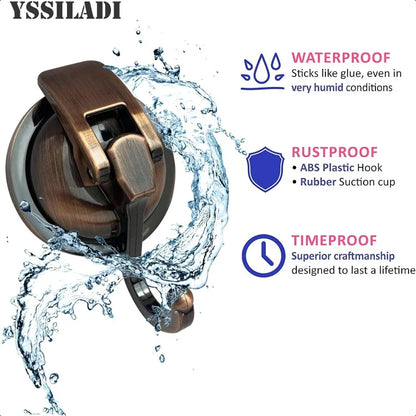 Heavy Duty Vacuum Suction Shower Hooks Glass Suction Cup for Bathroom Robe and Garland Decoration 2 Pack Antique Brass