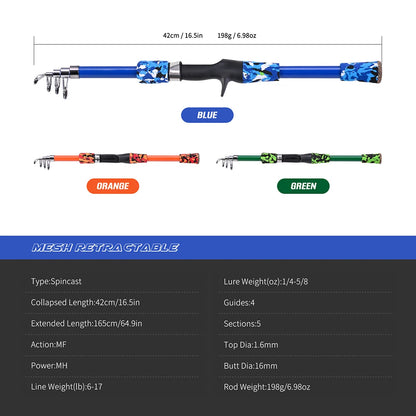 Children Fishing Pole Telescopic Hand Fishing Pole Mini Kids Fishing Rod With Fish Wheel Outdoor Accessories for Lakes Reservoir
