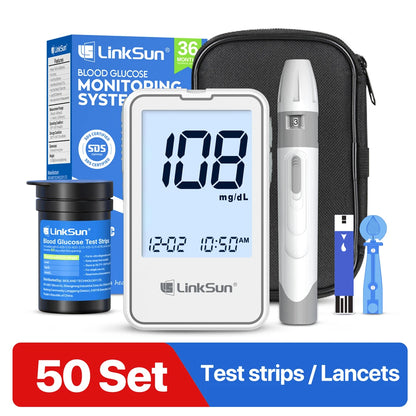 LinkSun G-425-3 Blood Glucose Meter Glucometer Full Set Medical Diabetes Blood Sugar Monitor Complete Kit Glucose Test Strips
