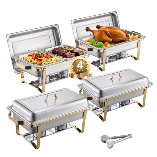 Chafing Dish Buffet Set, Stainless Steel Chafer with 2 Full Size and 4 Half Size Pans