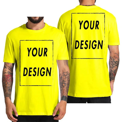 Design Your Own Logo Text Photo Custom T Shirt for Men  Front Back Free Both Side EU Size Cotton Personalized T-shirt
