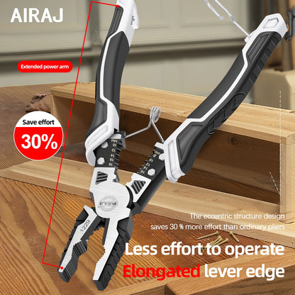 AIRAJ 8 inch Multi functional diagonal pliers 9 inch  pointed nose pliers hardware Tools wire pliers, 3 pcs electrician pliers