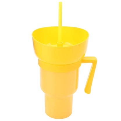 1000ml 2 In 1 Portable Snack Bowl Drink Cup Leak-Proof with Straw Stadium Tumbler Water Bottle Splash Proof for Cinema Travel