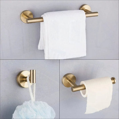 3Piece Bathroom Hardware Set with Toilet Paper Holder Towel Ring Adjustable Towel Bar Wall Mount Bath Accessory Set RT