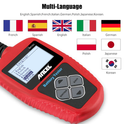 Ancel BA101 Car Battery Tester 12V 100-2000CCA 220AH Auto Load Battery Analyzer Multi languages Car Battery Charging Tester