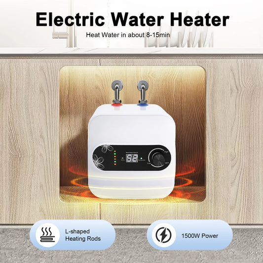 110V Electric Water Heater, 2.1 Gal Mini-Tank Water Heater, Instant Hot Water Heater with LCD Screen, for Kitchen, Bathroom, RV