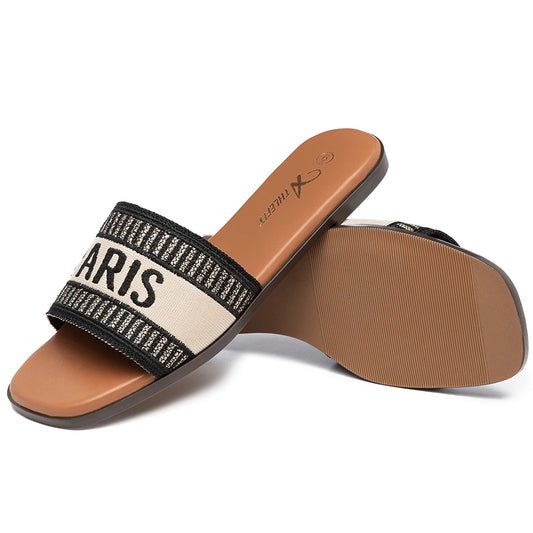 Casual Women Letter Flat Sandals Comfortable Slip Slide