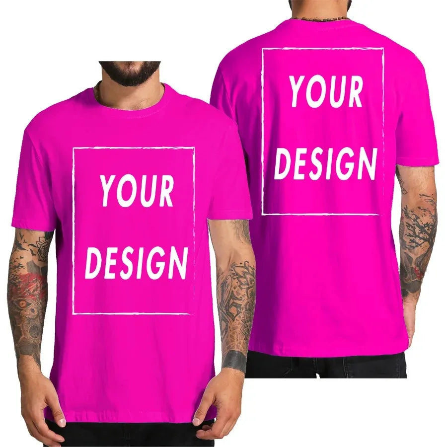 Design Your Own Logo Text Photo Custom T Shirt for Men  Front Back Free Both Side EU Size Cotton Personalized T-shirt