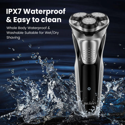 Sejoy Electric Shaver for Men 3D Floating Wet Dry Rotary Shaving Machine Rechargeable Hair Trimmer Waterproof Razor