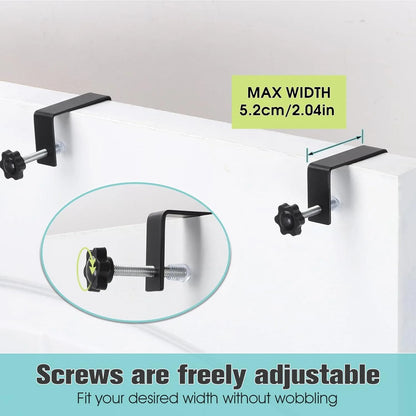 Adjustable Over-Door Shower Caddy Rack with Rustproof Shelves Hooks & Soap/Shampoo Holder for Bathroom Kitchen Storage - Black