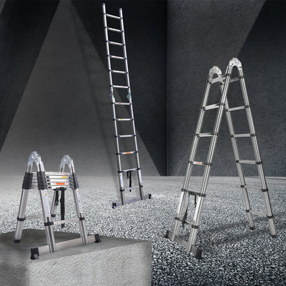 DayPlus Telescoping Ladder Stainless Steel  Capacity Max Load 150kg/330lb Portable and foldable