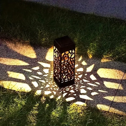 6PCS Solar Powered LED Garden Stake Lights Decorative Hollow-Out Lawn Lamps, Waterproof Outdoor Landscape Lighting 400mah