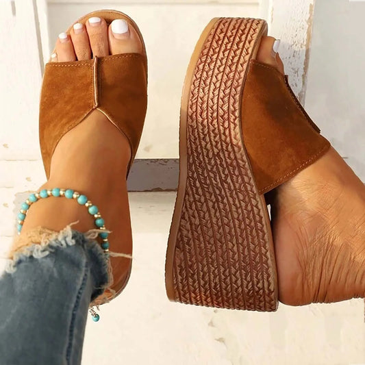 Women'S Brown Wedge Platform Sandals Vacation Brown Wedge Heels .