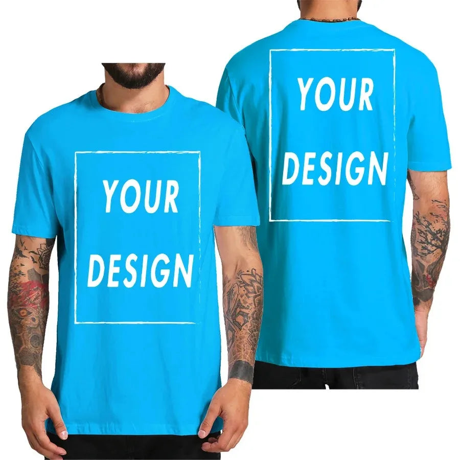 Design Your Own Logo Text Photo Custom T Shirt for Men  Front Back Free Both Side EU Size Cotton Personalized T-shirt