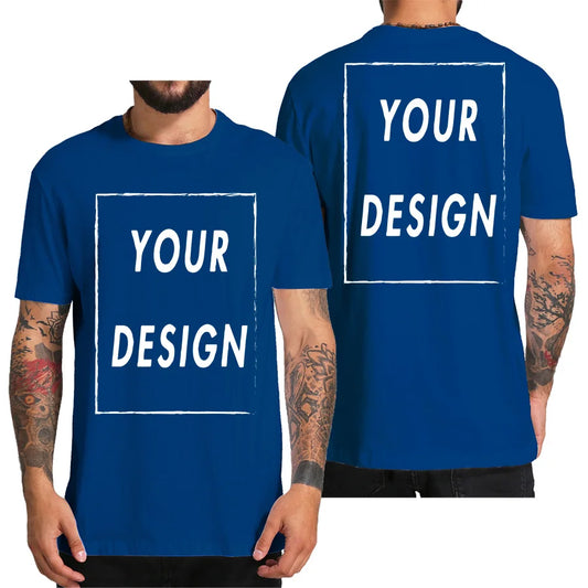 Design Your Own Logo Text Photo Custom T Shirt for Men  Front Back Free Both Side EU Size Cotton Personalized T-shirt