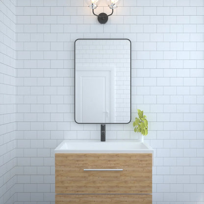 Aluminum Framed Matte Black Rectangle Bathroom Wall Mirror, Anti-Rust, Tempered Glass mirrors, Hangs Horizontally or Vertically