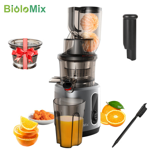 Cold Press Juicer with 75mm Feed Chute, 200W 40-65RPM Powerful Motor Fits Whole Fruits and Vegtables