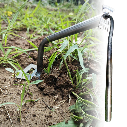 2-in-1 Manganese Steel Hand Weeder Multifunctional Garden Rake Agricultural Weed Puller Shovel Grass Rooting Soil Loosening Tool
