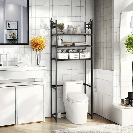 Metal 3 Tier Above Toilet Storage Rack｜Floor-to-ceiling No-drill Bathroom Bedroom Multifunctional Shelf Space-saving Durable Sto