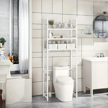 Metal 3 Tier Above Toilet Storage Rack｜Floor-to-ceiling No-drill Bathroom Bedroom Multifunctional Shelf Space-saving Durable Sto