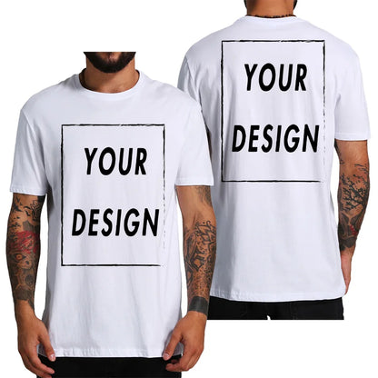 Design Your Own Logo Text Photo Custom T Shirt for Men  Front Back Free Both Side EU Size Cotton Personalized T-shirt
