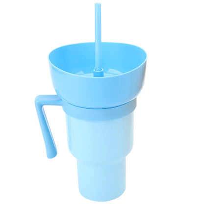 1000ml 2 In 1 Portable Snack Bowl Drink Cup Leak-Proof with Straw Stadium Tumbler Water Bottle Splash Proof for Cinema Travel