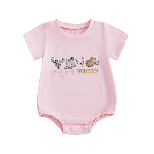 Infant Toddler Summer Jumpsuit with Floral Embroidery and Matching Sun Hat Set for Beach Vacation Outfit