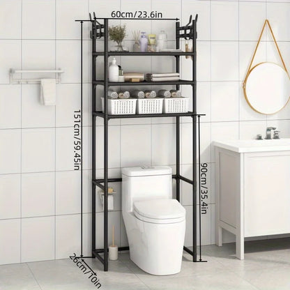 Metal 3 Tier Above Toilet Storage Rack｜Floor-to-ceiling No-drill Bathroom Bedroom Multifunctional Shelf Space-saving Durable Sto