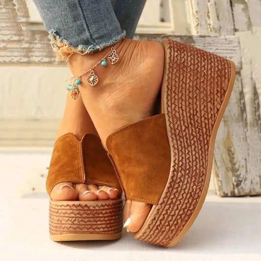 Women'S Brown Wedge Platform Sandals Vacation Brown Wedge Heels .