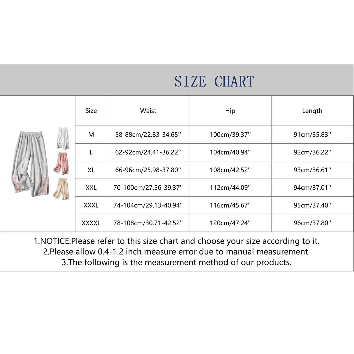 Retro Embroidery Pants Pleated Loose Leisure Versatile Wide Leg Pants Bohemian Vacation Slanted Pocket Breathable Trousers