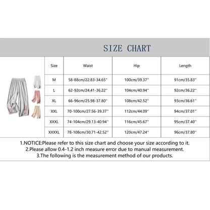 Retro Embroidery Pants Pleated Loose Leisure Versatile Wide Leg Pants Bohemian Vacation Slanted Pocket Breathable Trousers