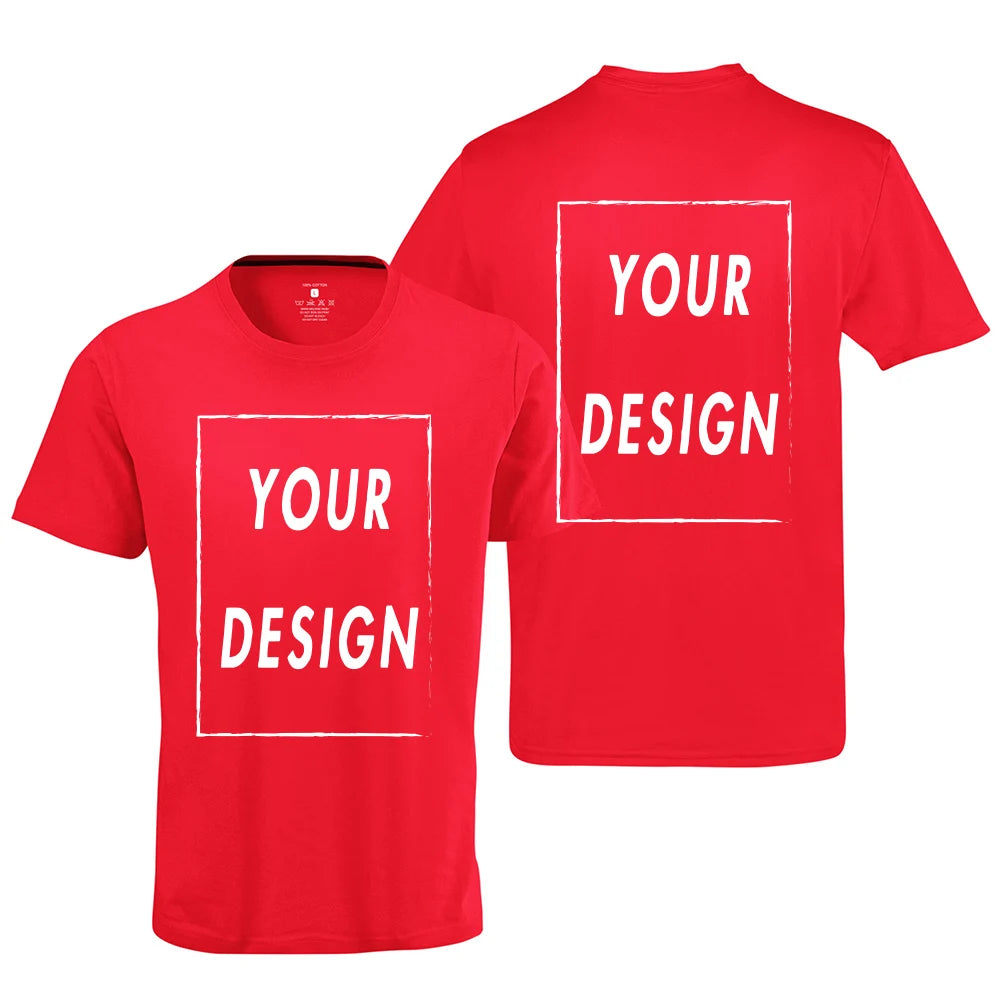 Design Your Own Logo Text Photo Custom T Shirt for Men  Front Back Free Both Side EU Size Cotton Personalized T-shirt