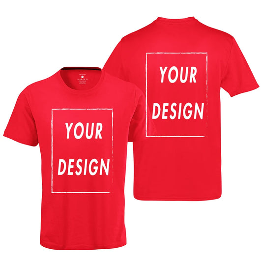Design Your Own Logo Text Photo Custom T Shirt for Men  Front Back Free Both Side EU Size Cotton Personalized T-shirt