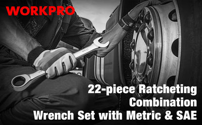 WORKPRO 23pc Ratcheting Wrench Set  with Box ,, Wrench Repair  Tool Set