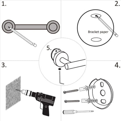 3Piece Bathroom Hardware Set with Toilet Paper Holder Towel Ring Adjustable Towel Bar Wall Mount Bath Accessory Set RT