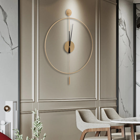 Modern Silent Wall Clock  Gold Metal Hands, Battery Powered, No Numbers Dial, Elegant and Stylish