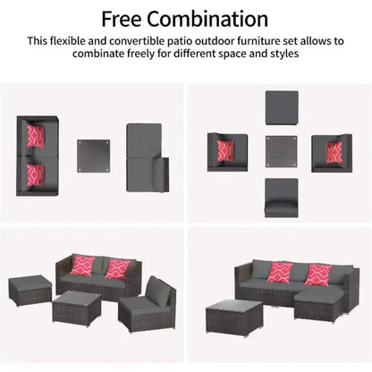 Outdoor Garden Furniture Set All Weather Outdoor Sofa PE Garden Furniture Wicker Rattan Garden Reception Set (Gray)