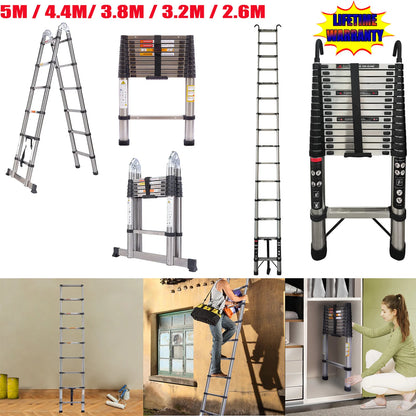 DayPlus Telescoping Ladder Stainless Steel  Capacity Max Load 150kg/330lb Portable and foldable