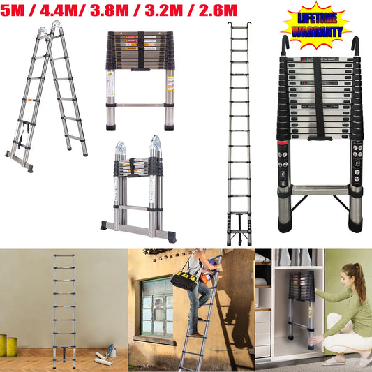 DayPlus Telescoping Ladder Stainless Steel  Capacity Max Load 150kg/330lb Portable and foldable